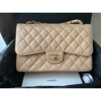 ราคา Used Like new Chanel Classic Caviar Jumbo GHW #Beige แท้ (1939118063)