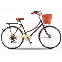 ราคา จักรยานแม่บ้านทรงวินเทจ 26นิ้ว TURBO รุ่น VINTAGE สีน้ำตาล มีเกียร์ ตะกร้าหน้า และ ตะแกรงท้าย (3258493216)