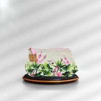 ราคา กระเป๋าเครื่องสําอางค์ ผ้ากระสอบหนาสวยทนทาน ใบใหญ่ทรงสวยเนื้อผ้าดี (ลายดอกไม้สีชมพู) Clarins (27915834597)