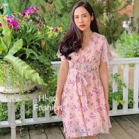 ราคา Hi-so floral dress เดรสย้วยทรงสวิง ผ้าชีฟองทรายพิมพ์ลาย(079) (2320458665)