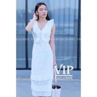 ราคา เดรสยาว สีชมพู เดรสสีขาว ผ้าลูกไม้ฉลุ ไปงาน แต่งงาน ออกงาน (7680699353)