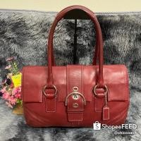 ราคา Coach กระเป๋าถือ สะพายไหล่มือ✌️ หนังแท้ สีแดงไวน์ (11260560524)