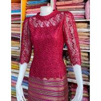 ราคา เสื้อลูกไม้ผ้าใยบวบคอโอบยกไหล่ (7484219460)