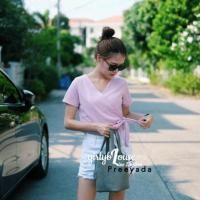 ราคา เสื้อครอปไขว้หน้า ผูกโบว์ข้าง ผ้าร่อง (220717715)