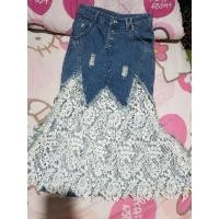 ราคา กระโปรงยีนส์ปลายลูกไม้ (1720088718)