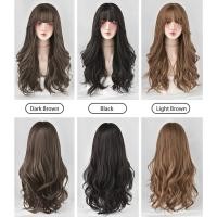 ราคา วิกผม ผมยาวดัดลอน หน้าม้าซีทรู ใส่แล้วไม่โป๊ะ ผมปลอม ฟรีตาข่ายคลุมผม (20192555369)