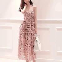 ราคา เดรสยาว ลูกไม้ สีชมพู มือสอง งานป้าย (29165948296)