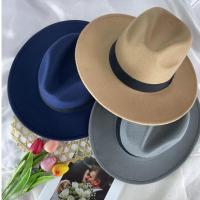 ราคา [รุ่นB013] หมวกทรงปานามาผ้าสักหลาดปีกกว้างคาดสีดำ (11049141991)