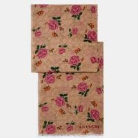ราคา ของแท้!! พร้อมส่ง!!! ผ้าคลุมไหล่ & พันคอ Coach signature prairie rose print oblong scarf (750776550)