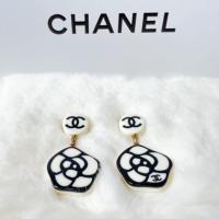 ราคา CHANEL vintage CC logo camellia pendant clip earrings (27763723646)