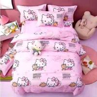 ราคา ชุดเครื่องนอน ผ้าปูที่นอน ปลอกหมอน ผ้าห่ม สุดน่ารัก (ลายคิตตี้) สีชมพู ครบชุด 6 ชิ้น พร้อมผ้านวม M168 (18680419796)