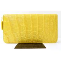 ราคา กระเป๋าสตางค์ผู้หญิงหนังจระเข้แท้ 100% รุ่นซิปรอบ size M ใส่การ์ด บัตรเครดิต สีเหลือง หนังสวยเงางาม (24485144241)