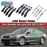 ราคา 8 ชิ้นคาร์บอนไฟเบอร์เคลือบเงาสีดํา Chrome ภายนอกรถประตูกรอบแผง Trim ABS สติกเกอร์สําหรับ Honda Accord 9th Gen G9 2013 2014 2015 2016 2017 Moulding อุปกรณ์จัดแต่งทรงผม (27518826178)