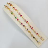 ราคา สร้อยข้อมือช่อดอกพิกุลพลอยสีและเพชร CZ 7 ดอก ชุบทองไมครอน ยาว 7 นิ้ว (21443186480)