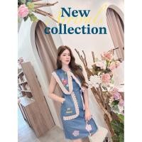 ราคา เดรสยีนส์ คอปกใหญ่ หวานๆ งานปัก สวยมาก งานป้าย brt (23677916823)