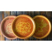 ราคา ถาดสังกะสีงานเก่า งานลายกนกงานวรรณคดีเก่าสภาพดี ขายเหมา 3 ใบ (28555361625)