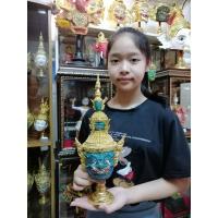 ราคา หัวโขน ทศกัณฐ์ เกรดพรีเมี่ยม เรซิ่น ปิดทอง ประดับเพชร กว้าง 5 นิ้ว สูงรวมฐาน 14 นิ้ว ฟรีฐานปิดทอง เศียรครู ของที่ระลึก (12703501257)