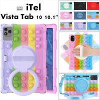ราคา Soft Silicon Case for iTel VistaTab 10 Tab10 10.1 inch 2024 360 Rotating Stand Tablet Push Bubble Kids Cover (26957900912)