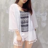 ราคา เสื้อคลุมผ้าลูกไม้ลายทาง (670721299)