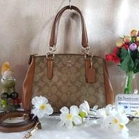 ราคา COACH F58290 MINI CHRISTIE CARRYALL IN SIGNATURE COLOR : IMITATION GOLD/KHAKI/SADDLE (988980943)