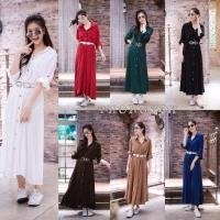 ราคา Thongyoy Maxi274-แมกซี่เดรสเชิ้ตผ้ายืดเกาหลี สีพื้น (สอบถาม) (67099965)
