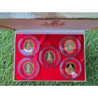 ราคา เหรียญพระพุทธปัญจภาคี เนื้อสามกษัตริย์พิมพ์ใหญ่ ( ครบชุด5เหรียญ) พระราชพิธีกาญจนาภิเษก พ.ศ.2539 ปลุกเสกวัดพระแก้ว โดยสมเ (19787485853)