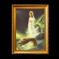 ราคา รูป พระแม่กวนอิม เจ้าแม่กวนอิม พระโพธิสัตว์ อวโลกิเตศวร ยืน บนมังกร กรอบ รูปขนาด A6 พร้อมกรอบรูป (21073092882)