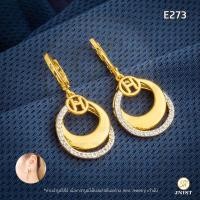 ราคา JNist E273 ต่างหูเฮชพระจันทร์หุ้มทองแท้ ต่างหูเพชรสวิส CZ ต่างหูห่วง ชุบทองไมครอน (11143831255)