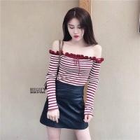 ราคา เสื้อไหมพรมเกาหลี เปิดไหล่ แขนยาว (1519757293)