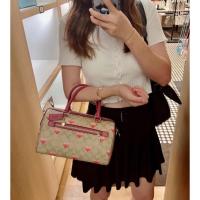ราคา Coach Rowan Satchel In Signature Canvas With Stripe Heart Print (19745569935)