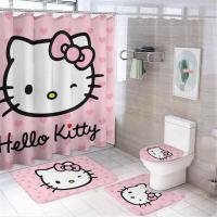 ราคา Hello Kitty Shower Curtain Set Anti-Slip Carpet Waterproof Toilet Mat Bathroom Accessories Bathroom Mat Waterproof Set (26062879056)