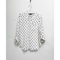 ราคา Dorothy Perkins เสื้อเชิ้ตสีขาวลายจุดดำแขนยาว M อก36” ไหล่15” ยาว26” (22676008560)
