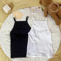 ราคา (พร้อมส่ง) สายเดี่ยวทรงวินเทจ สีขาว/ดำ สายเดี่ยวครอป (12220426539)