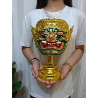 ราคา พระพิราพ (หน้าทอง) พร้อมฐานปิดทอง ขนาดกว้าง 8 นิ้ว บรมครู งานสวย เนื้อเรซิ่น ทองเค หัวโขน เศียรครู เศียรเทพ ของที่ระลึก (4666780119)