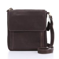 ราคา กระเป๋าหนังแท้สะพายข้าง สำหรับผู้ชาย รุ่น Vincent สีน้ำตาลเข้ม (158572734)