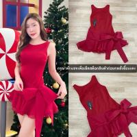 ราคา งานป้าย Stylista เดรสออกงานสีแดง เดรสสั้นแขนกุดเว้าเปิดหลัง ชายกระโปรงแต่งโบว์และริ้วระบาย (26620365371)