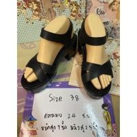 ราคา รองเท้าส้นตึกสีดำ รองเท้าเกาหลี (20968184717)