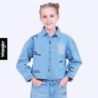 ราคา Wrangler Kids แท้ 100% ขายชน shop เสื้อเชิ้ตแขนยาว เด็กผู้หญิง รุ่น WK C1026003 สียีนส์ OVERSIZE FIT (23710008765)