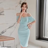 ราคา ชุดเดรสออกงานสั้นสีเขียวมิ้น เปิดไหล่ ทรงเอเข้ารูป (7668281127)