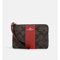ราคา กระเป๋า Coach 1 Zip Size S สีกาแฟลาย C signature คาดแดง ของใหม่ งาน outlet (19318042955)