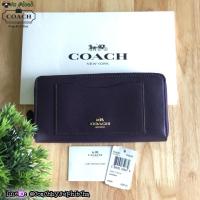 ราคา COACH W ACCORDION ZIP WALLET IN CROSSGRAIN LEATHER(AUBERGINE) (78744618)