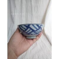 ราคา สินค้ามือสอง ถ้วยข้าวเซรามิคเคลือบ สีขาวเพ้นสีน้ำเงน ลายสาน (10637692384)