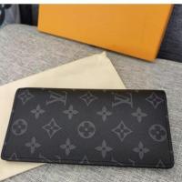 ราคา LV M61697 Brazza Monogram Eclipse กระเป๋าสตางค์ผู้ชายกระเป๋าสตางค์หนังคลิปยาวมือสอง (26363429163)