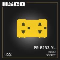 ราคา HACO Primo เต้ารับ 3 ขาคู่ พร้อมม่านนิรภัย (สีเหลือง) รหัส PR-E233/YL (3646750458)