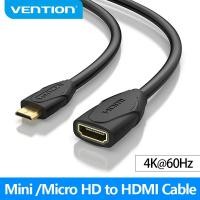 ราคา Vention สายต่อ HDMI 4K/60Hz Mini HDMI Male to Female Cable Converter Extender สําหรับกล้องแท็บเล็ต HDTV สาย Micro HDMI (27371226447)