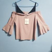 ราคา เสื้อแฟชั่นเปิดไหล่ สีชมพูกะปิ ไซต์ L งานมือ1 (SE05) (4736877200)