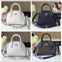 ราคา แท้ พร้อมส่งกระเป๋าถือ ขนาด 8 นิ้ว COACH CA591 / CA202 Sydney Satchel In Signature Canvas (17088175278)