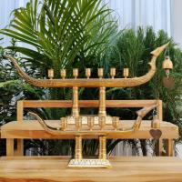 ราคา เชิงเทียนเรือหงส์ เนื้อทองเหลืองขัดเงา สำหรับปักเทียน จุดบูชาถวายพระ (11599325872)