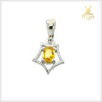 ราคา จี้บุษราคัมแท้ เงินแท้ ชุบทองคำขาว (8711584911)