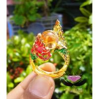 ราคา 262 แหวนทองเหลืองพญานาคราชประดับเพชรพญานาคสีส้ม . (518202798)
